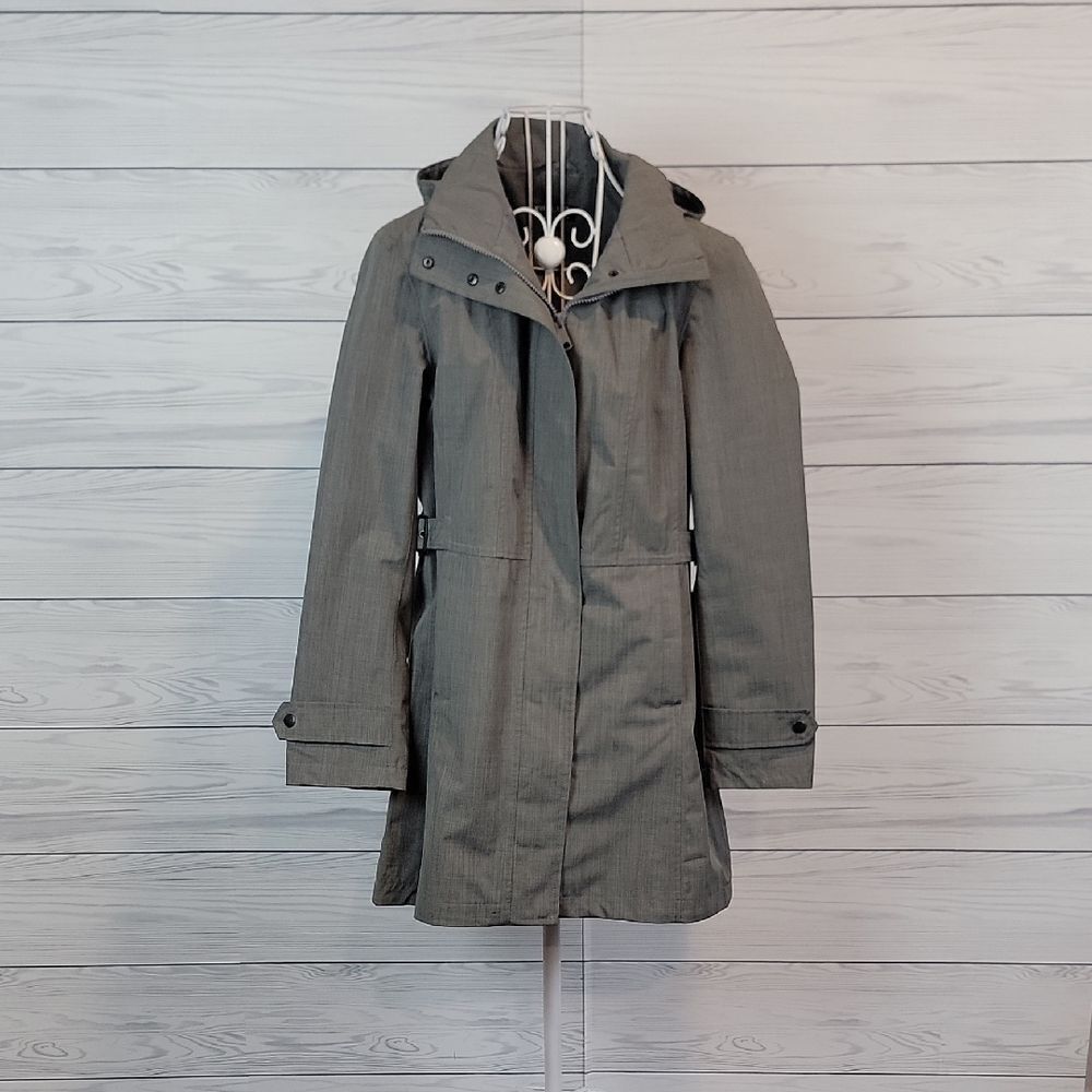Kirkland Signature Women's Gray Hooded Water Resistant Trenchcoat Size S